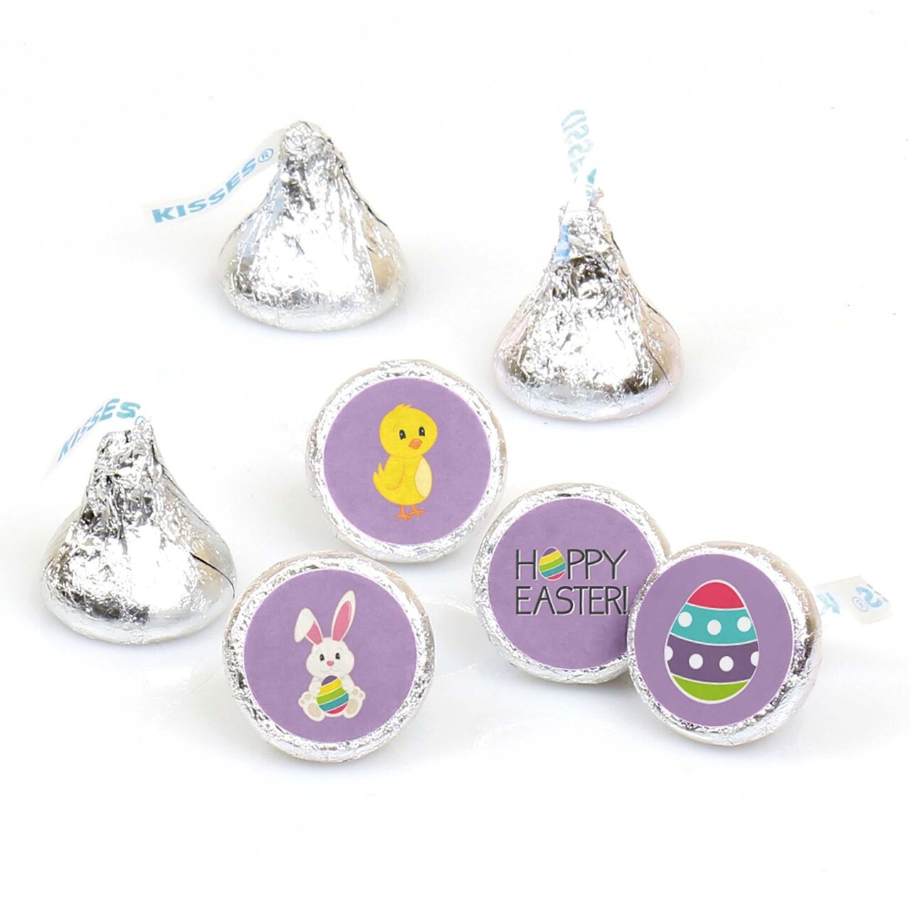 Big Dot of Happiness Hippity Hoppity - Easter Bunny Party Round Candy Sticker Favors - Labels Fits Chocolate Candy (1 sheet of 108)